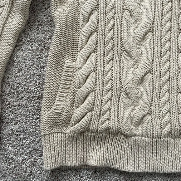 L.L. Bean Beige Cable Knit Turtleneck Sweater - Picture 7 of 15